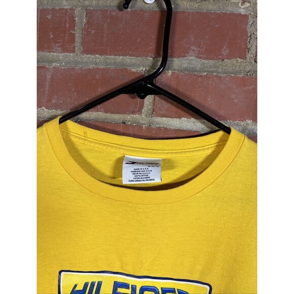 Vintage 90s Tommy Hilfiger Athletics Yellow Shirt USA Made Short Sleeve Adult XL - Picture 4 of 7